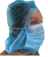 Non-woven blue hood with mask