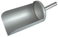 Circular stainless steel hand scoop with handle