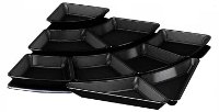 Set of 9 dishes in black plexi