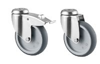 Stainless steel caster with central hole
