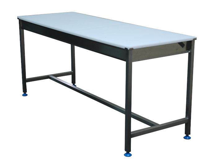 Stainless steel cutting table with polyethylene top